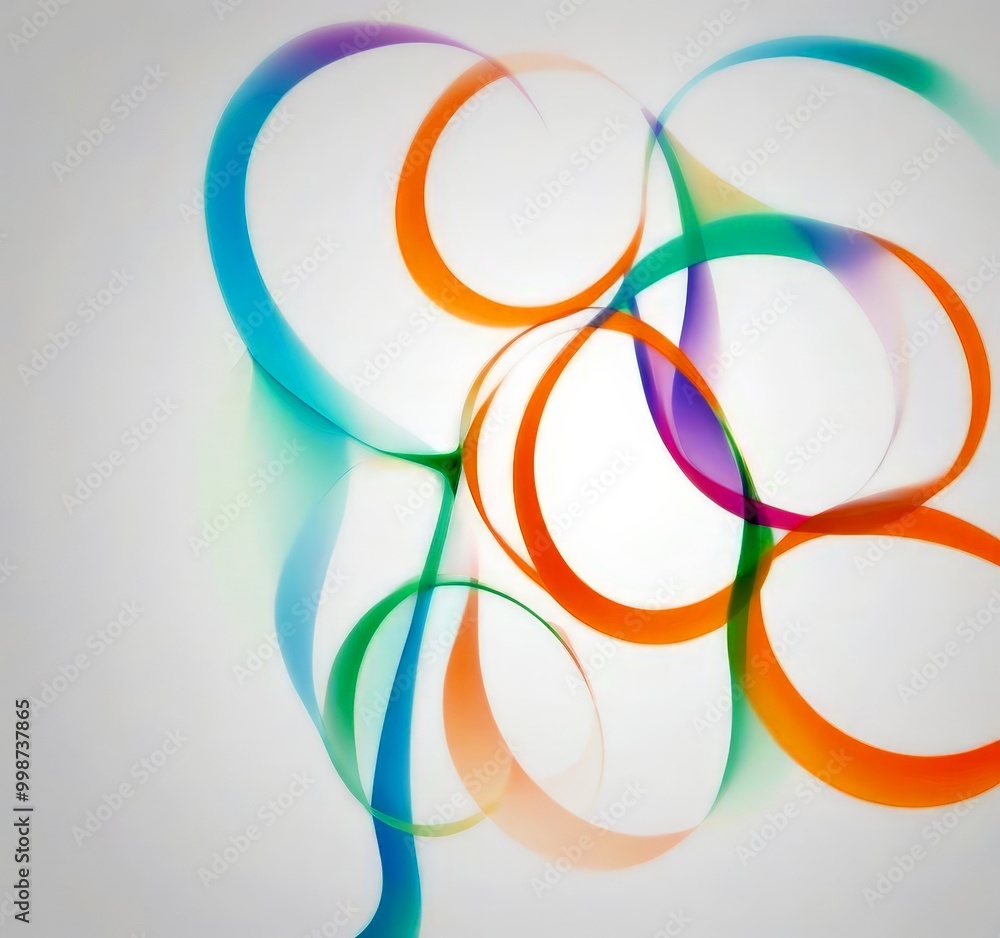 Aufkleber a vibrant abstract composition of overlapping, curved lines in various colors including blue, orange, green, and purple, creating a dynamic and visually striking effect