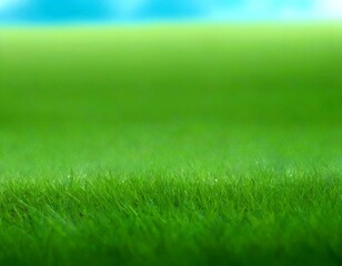 Fototapeta premium A close-up view lush, green grassy field with a blurred background, creating a serene and tranquil atmosphere