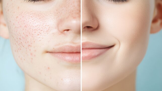 Skincare transformation before and after — clear complexion results
