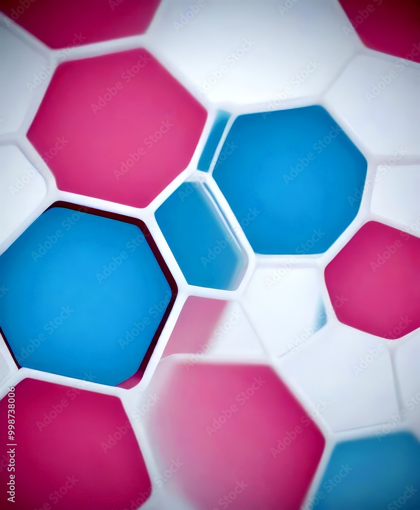 Aufkleber a close-up view pattern of hexagonal shapes in various shades of pink and blue, creating a visually striking and abstract design