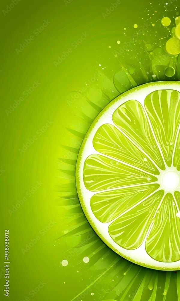 Poster a vibrant lime slice is centered against a lush green background, with a radiant burst of light eman
