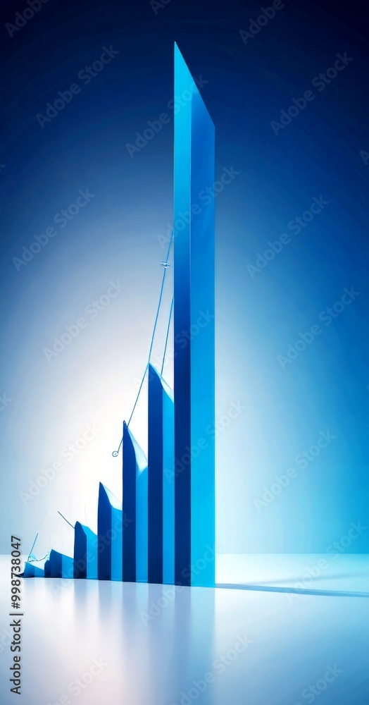 Poster A blue bar graph with a gradient effect, set against a gradient blue background