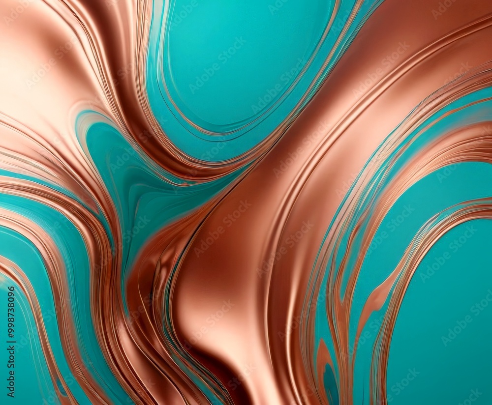 Poster a swirling pattern of turquoise and brown hues, creating a dynamic and abstract visual effect