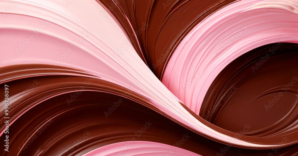 Poster a close-up view swirling pattern of pink and brown hues, creating a dynamic and abstract visual effect
