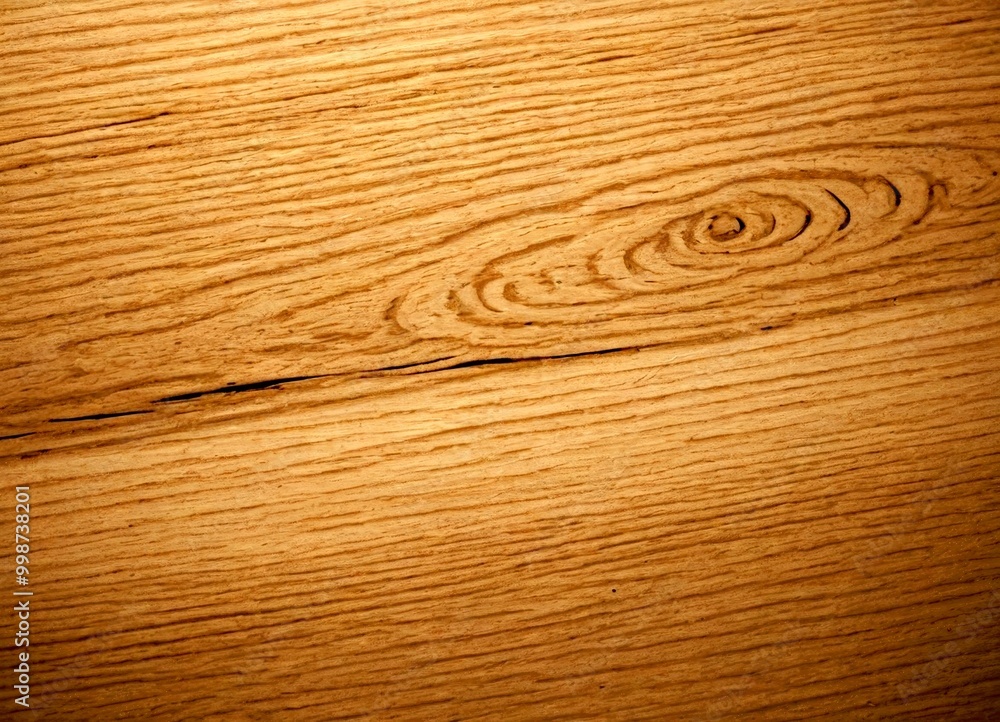 Poster a close-up of a wooden surface with a distinct spiral pattern, captured in a warm, golden tone.