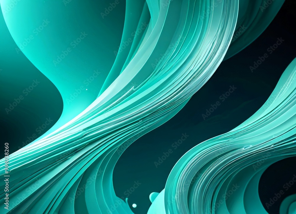 Aufkleber a close-up view of abstract, swirling patterns in shades of green and blue, creating a sense of movement and dynamism