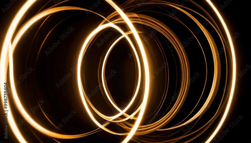 Poster a close-up view series of concentric circles, each with a distinct color and brightness, creating a mesmerizing pattern against a black background
