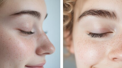 Obraz premium Spring rejuvenation: before and after natural skincare transformation