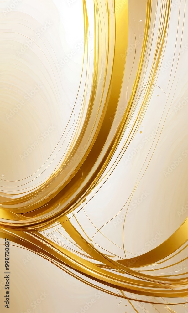 Aufkleber a dynamic abstract composition of curved lines and swirls in varying shades of gold, creating a sense of movement and energy.