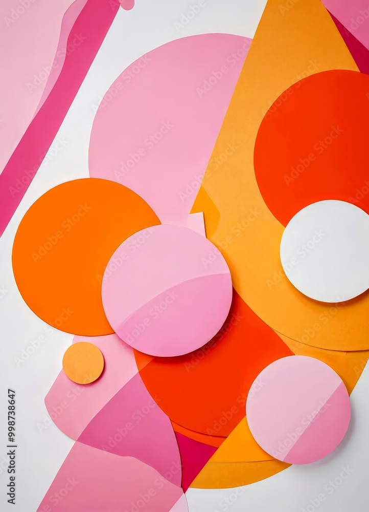 Aufkleber a vibrant abstract composition of overlapping circles in various shades of pink, orange, and white, creating a dynamic and visually striking pattern