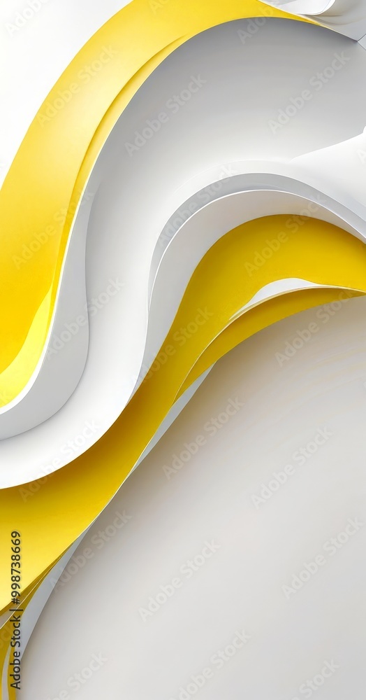Poster a repeating pattern of curved lines in white and yellow, creating a sense of movement and dynamism