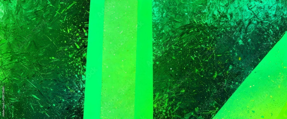 Poster a vibrant abstract composition with a mix of green and black hues, creating a dynamic and visually striking effect