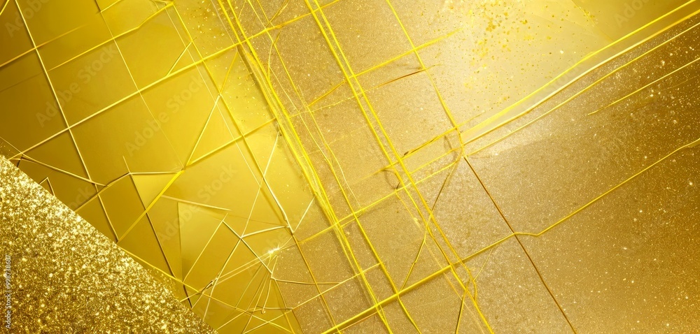 Fototapete a golden abstract background with intersecting lines and a glittery texture, creating a visually striking and dynamic composition