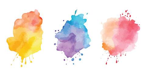 Set of watercolor circles multicolored, watercolor vector stains; background for title and logo.