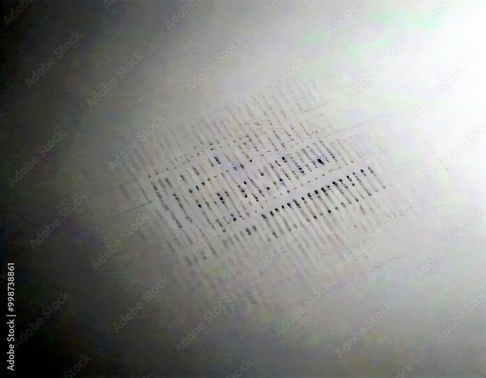 Poster a white surface with a faint, diagonal pattern of small black lines or dots, creating a sense of depth and texture