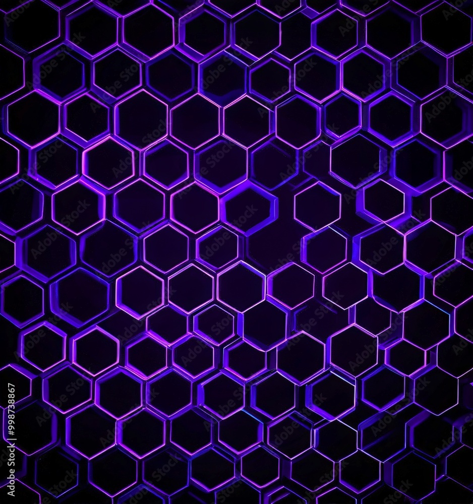 Aufkleber a repeating pattern of hexagonal shapes in shades of purple and black, creating a visually striking and geometric design