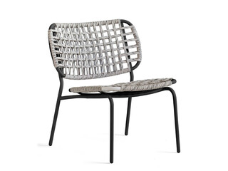 modern design grey chair with wicker backrest isolated on white