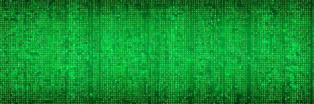 a dense, green background filled with numerous small, square-shaped icons or symbols, creating a visually dense and textured pattern