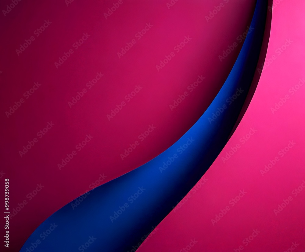 Aufkleber abstract composition featuring a curved line in shades of blue and pink against a deep red backgroun