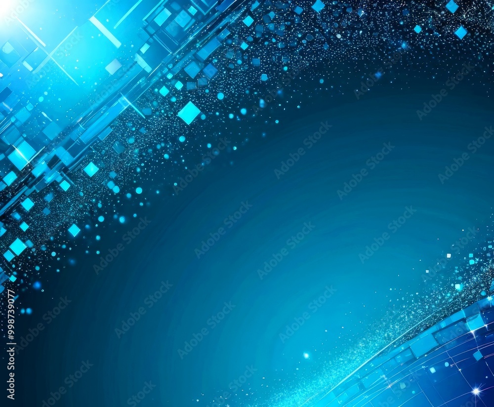 Poster a digital art piece featuring a gradient of blue hues, with a central area of deep blue and a border