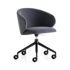 modern design soft chair on wheels with backrest isolated on white