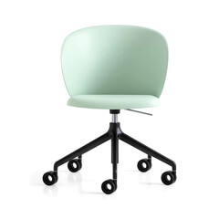 modern design blue soft chair on wheels with backrest isolated on white