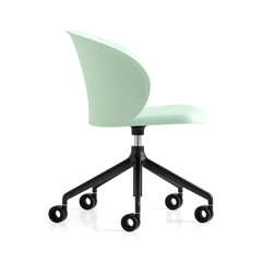 modern design soft chair on wheels with backrest isolated on white, side view