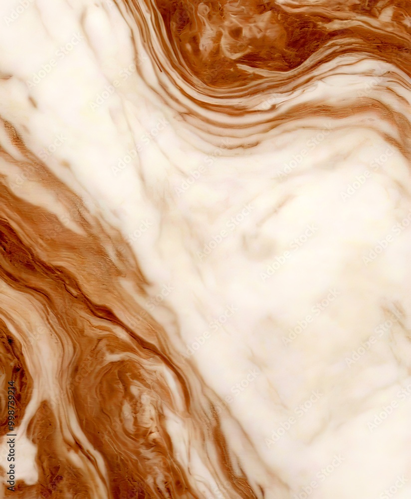 Poster a marble surface with a swirling pattern of light and dark brown hues, creating a sense of movement and depth