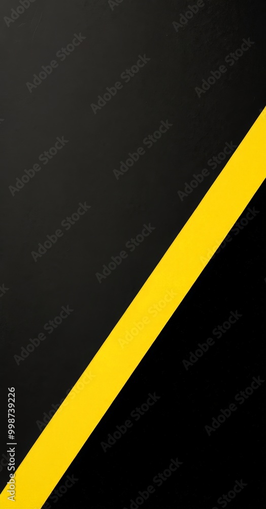 Poster a diagonal black and yellow stripe, creating a bold and striking visual effect