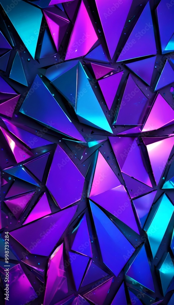 Leinwandbilder a mosaic of triangular shapes in various shades of purple and blue, creating a visually striking and abstract pattern