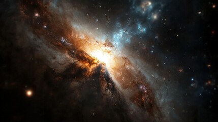 Symmetrical galaxy nebula with swirling stardust - cosmic art for posters and prints