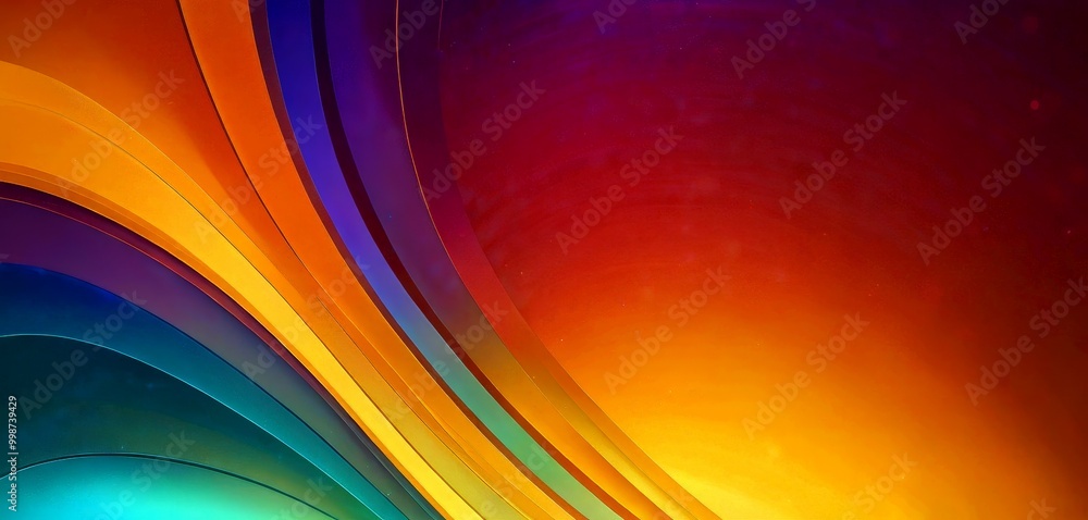 Aufkleber a vibrant abstract composition of curved lines in various colors, including orange, yellow, blue, an