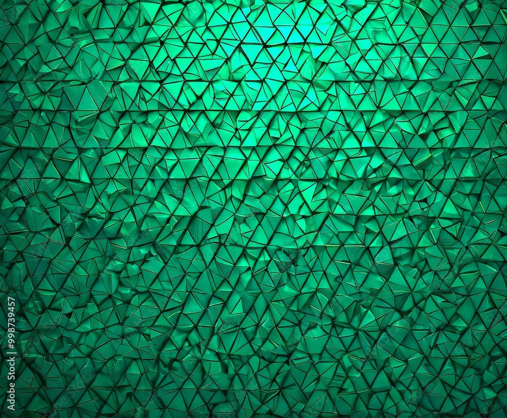 Aufkleber a close-up view green mosaic pattern composed of numerous small triangular tiles arranged in a grid-like fashion