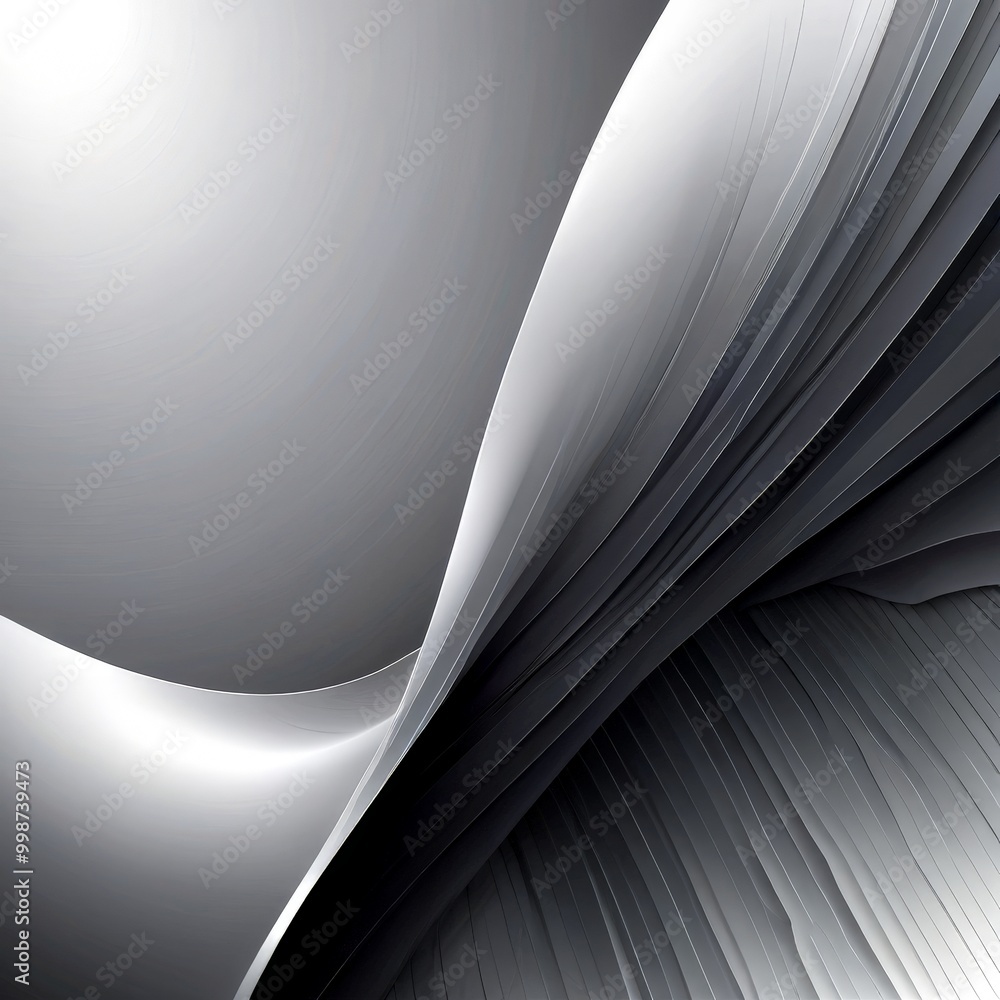 Fototapete a striking abstract composition of curved lines and shapes in shades of gray and black, creating a sense of movement and dynamism
