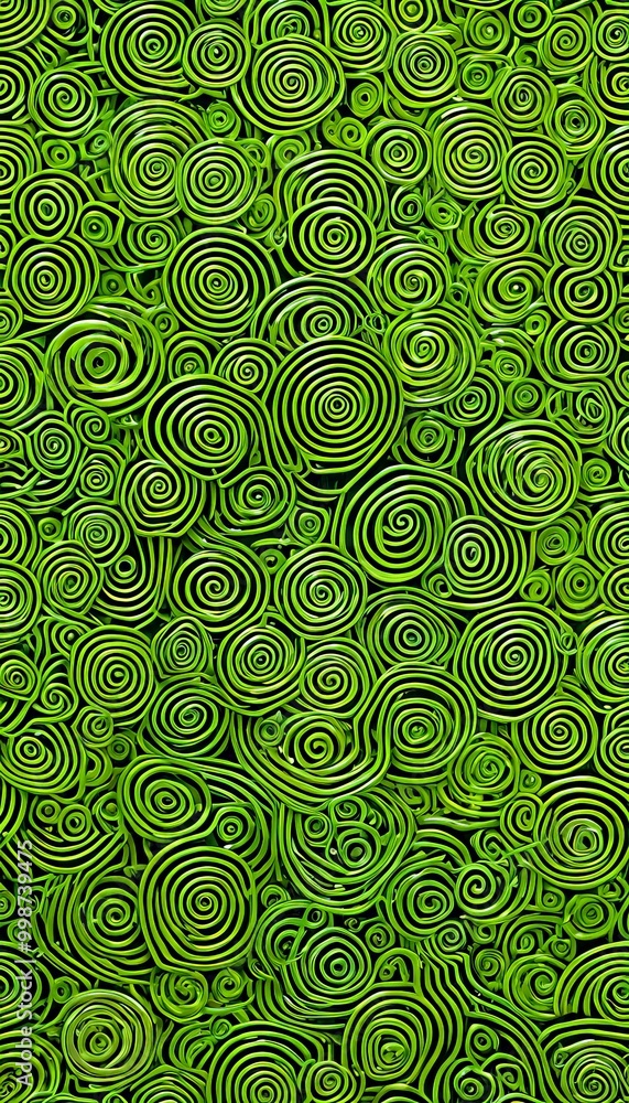 Aufkleber a repeating pattern of green spirals, creating a visually striking and organic design