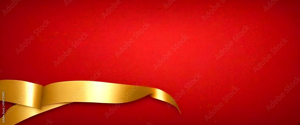 Poster a golden ribbon is elegantly draped over a deep red background, creating a striking contrast and a s