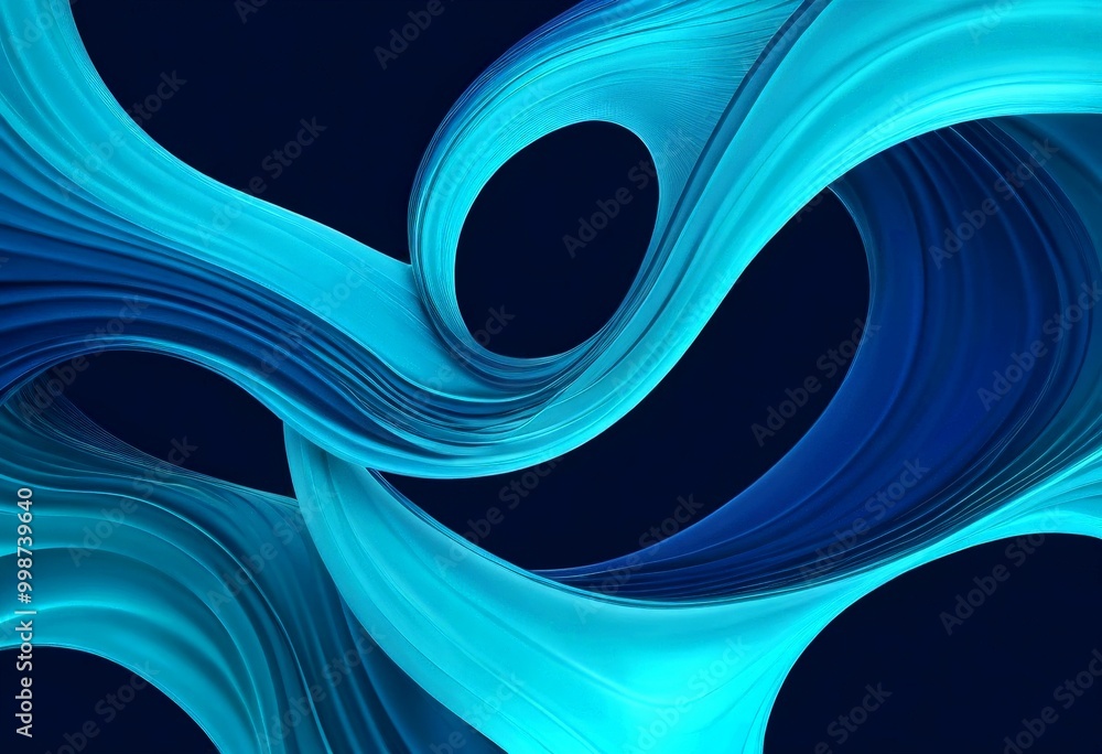 Aufkleber a complex, abstract design composed of curved lines and swirls in shades of blue and black, creating a sense of movement and dynamism