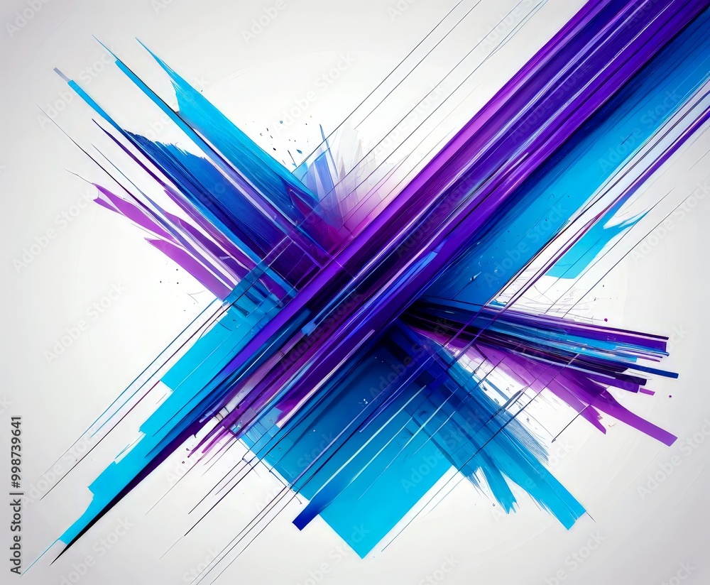 Leinwandbilder a digital art piece with a white background and a vibrant abstract design composed of intersecting l