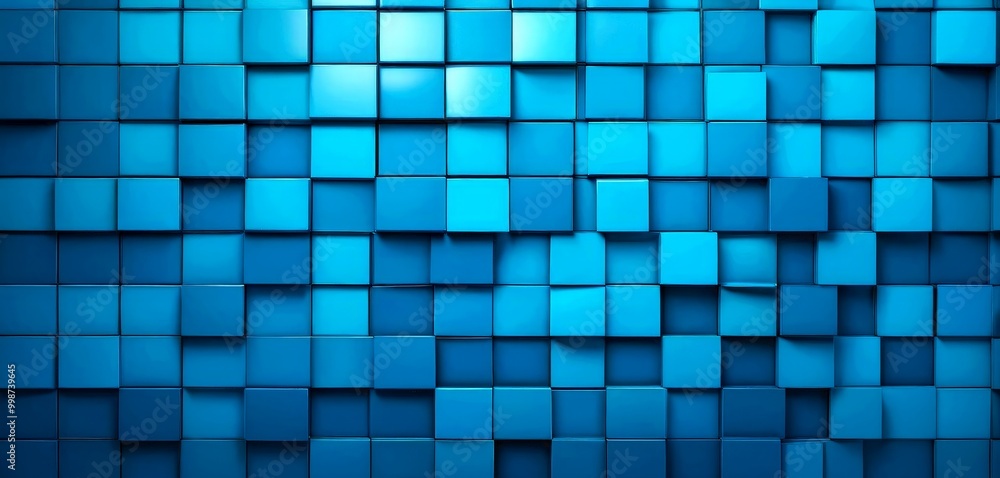 Poster a grid of blue cubes arranged in a repeating pattern, creating a visually striking and abstract background.