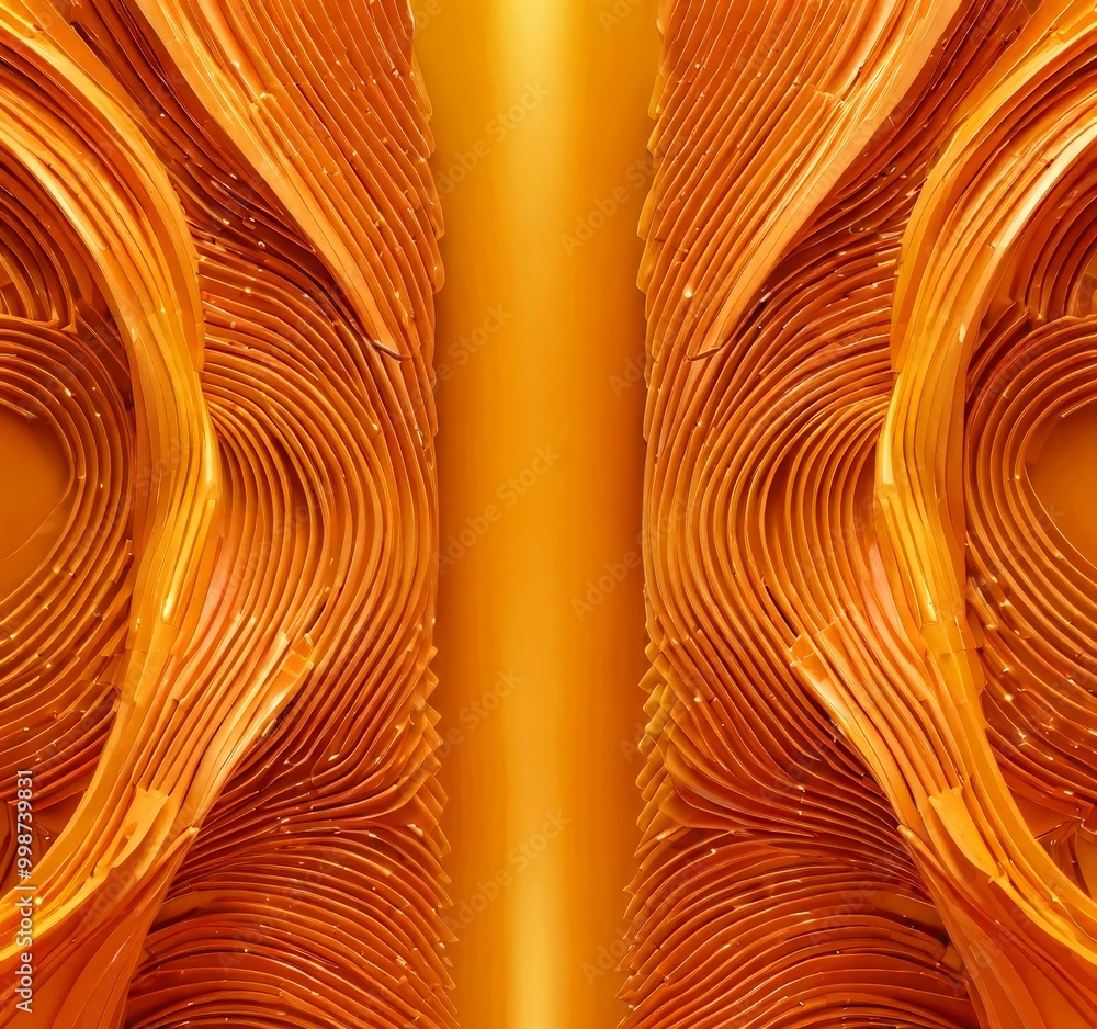 Poster a close-up view textured orange surface with a vertical line running through the center, creating a striking visual effect
