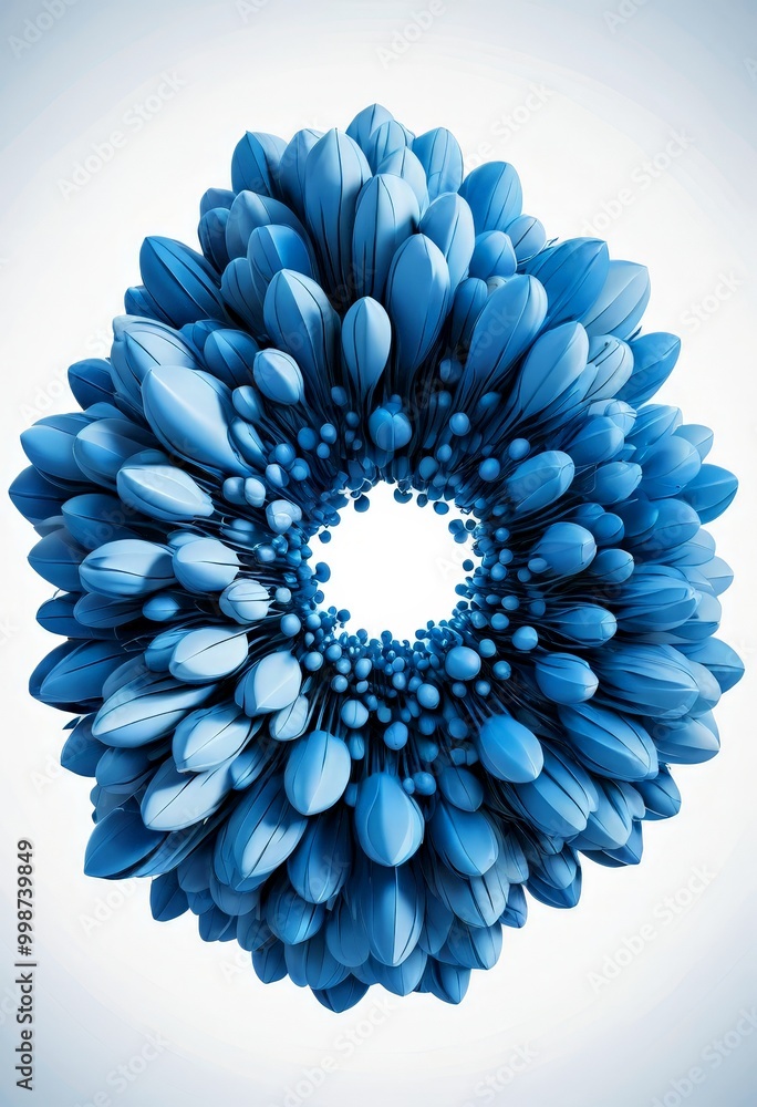 Aufkleber a digital illustration flower composed of numerous blue spheres arranged in a circular pattern, creating a visually striking and abstract representation natural form