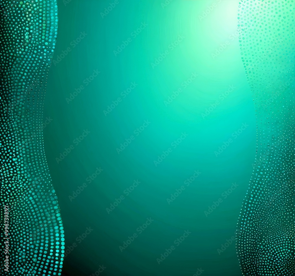 Aufkleber a gradient background with a dark green hue, transitioning to a lighter shade towards the right side On the left side, there is a pattern of small white dots, creating a sense