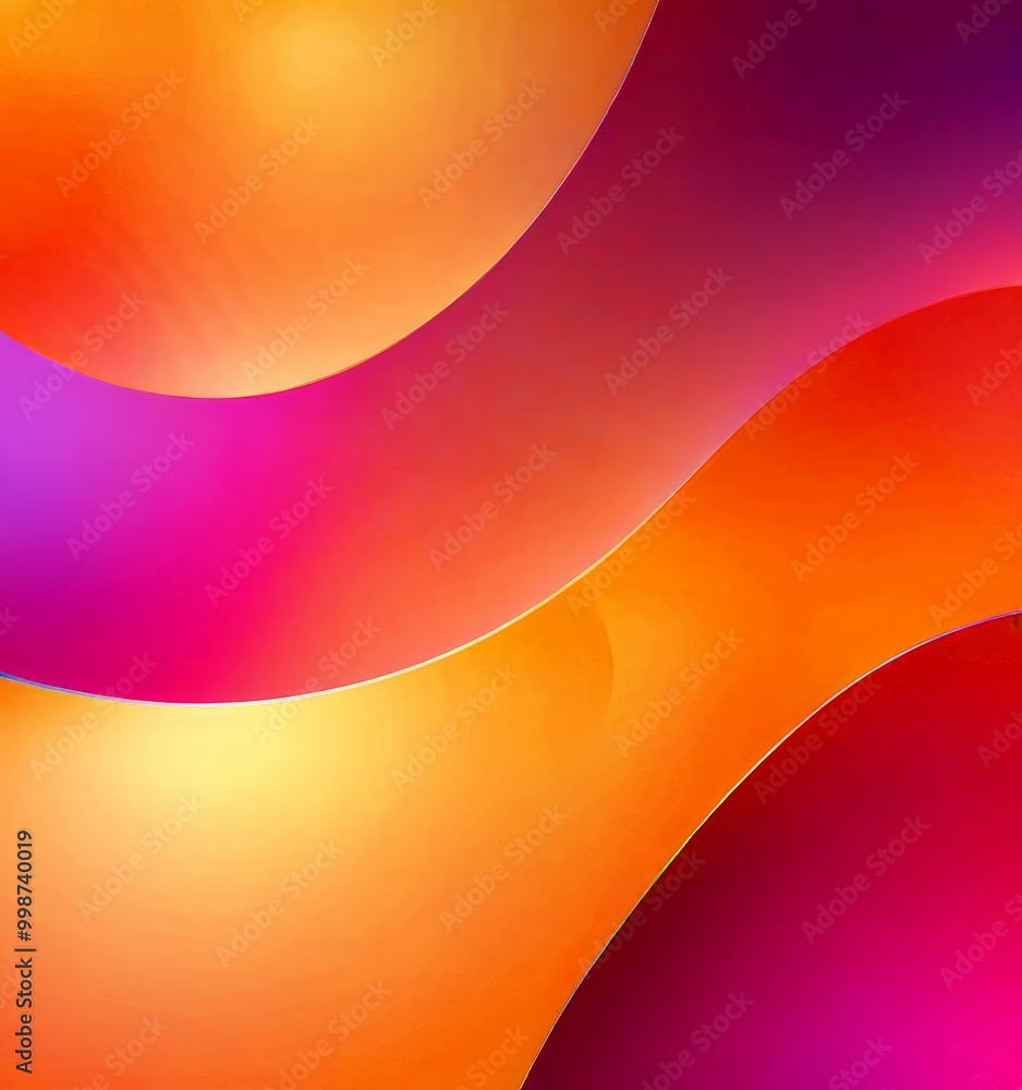 Aufkleber a vibrant abstract composition of overlapping curved lines in warm hues of orange, pink, and purple,
