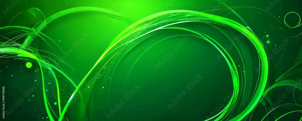Fototapete a vibrant abstract composition of green and white lines and shapes, creating a dynamic and visually striking effect.