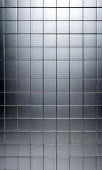 A grid of square tiles in a metallic gray color, creating a uniform and repetitive pattern