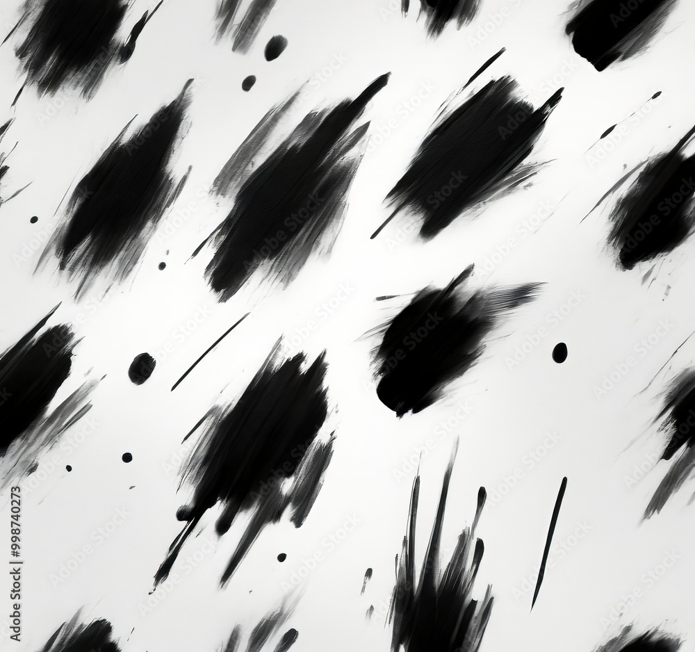 Aufkleber a repeating pattern of black brush strokes or splatters against a white background