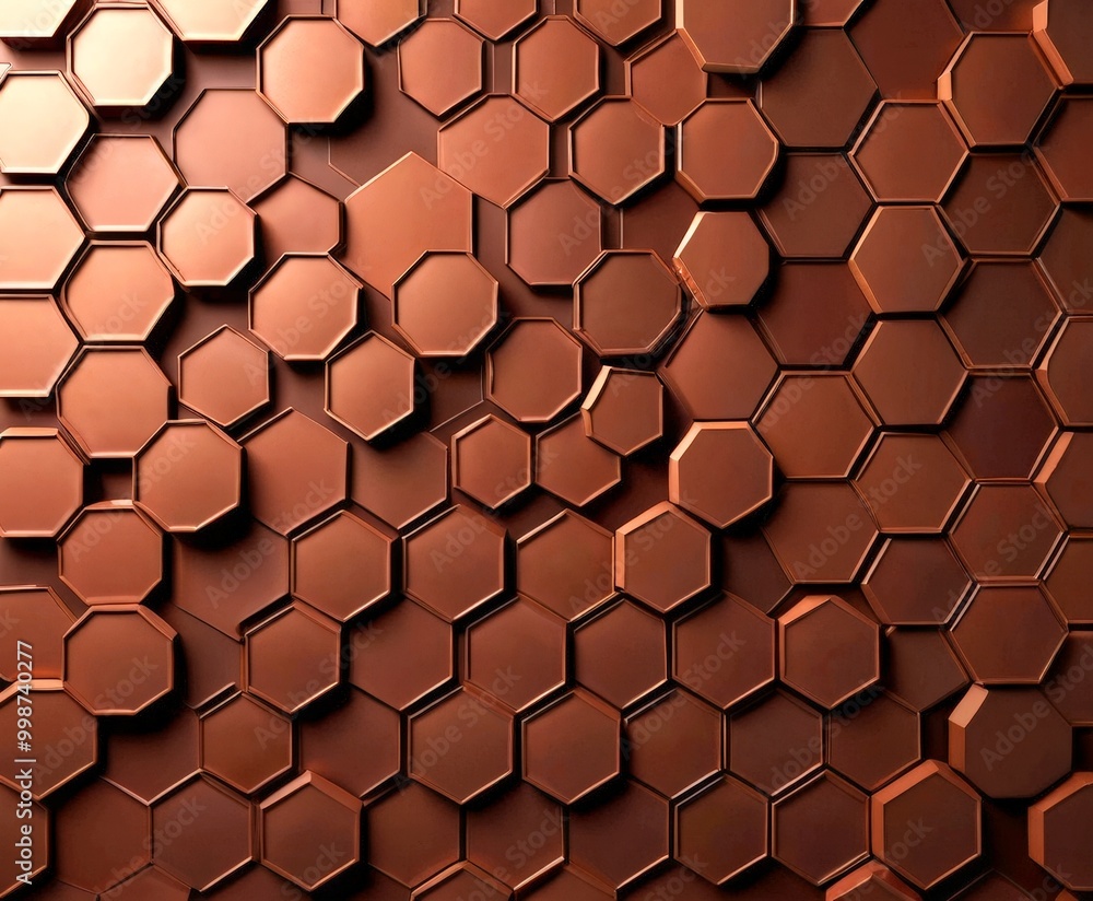 Poster a repeating pattern of brown hexagonal shapes arranged in a grid-like fashion, creating a visually striking and textured background