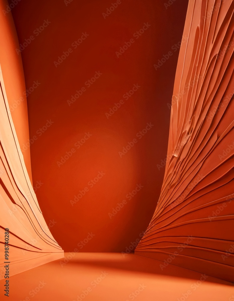 Aufkleber a striking abstract composition of orange and red hues, with a central vertical line and a series of