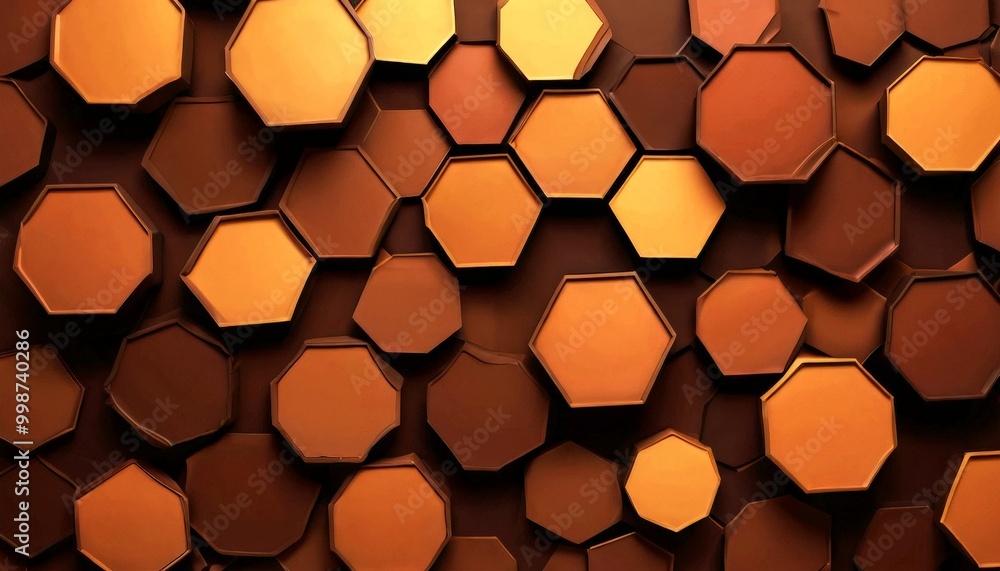 Poster A honeycomb pattern composed of various shades of brown and beige hexagonal shapes