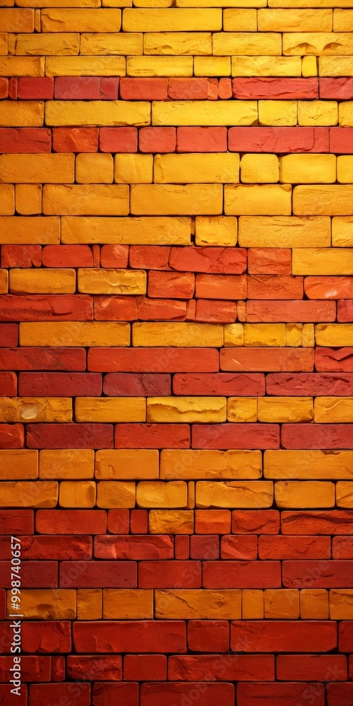 Aufkleber a close-up view brick wall, with the bricks arranged in a staggered pattern and displaying a warm, e